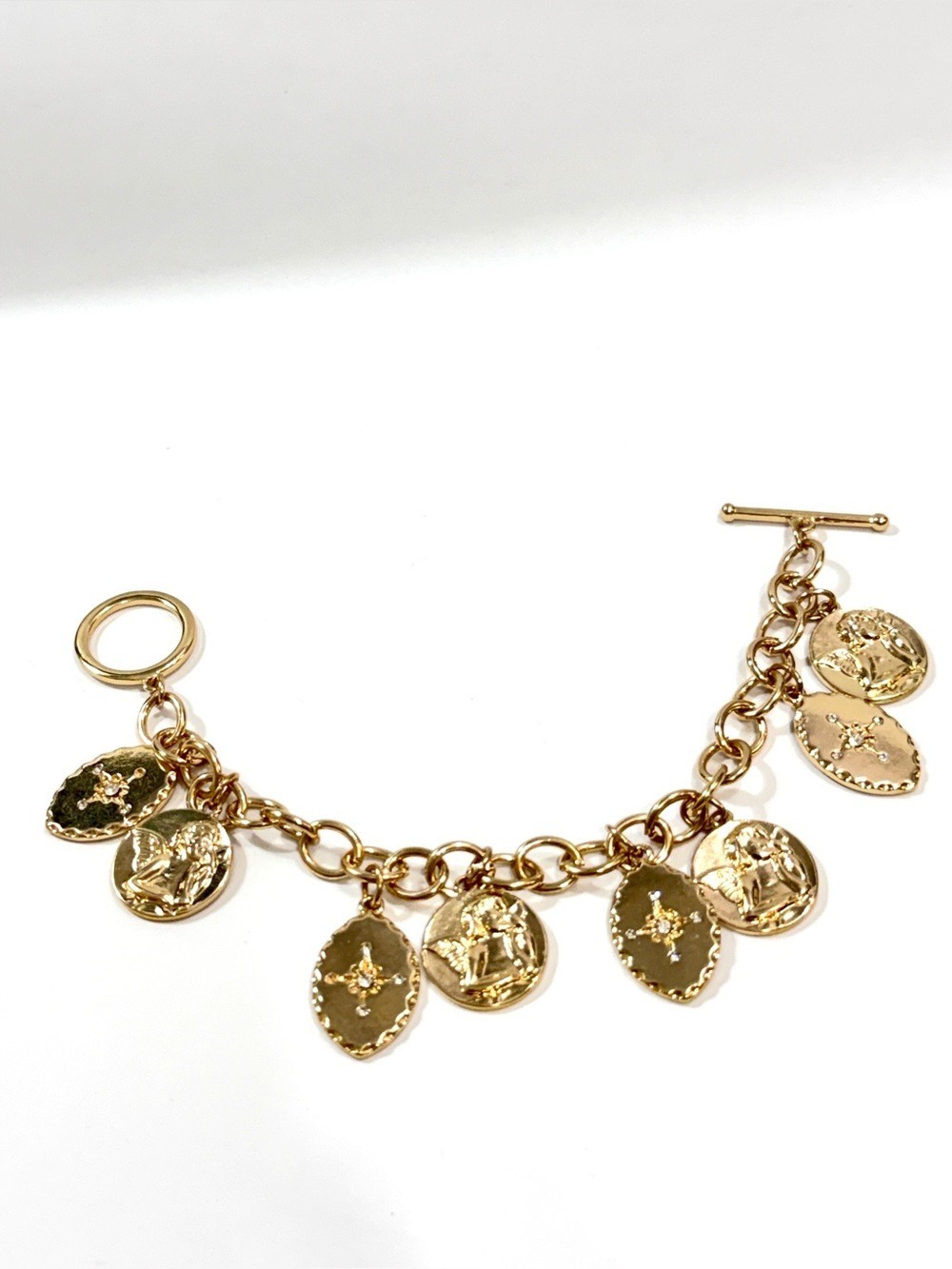 Neiman Marcus | Lee Angel Gold Angel & Cross Charm Bracelet NWT - Picture 5 of 7
